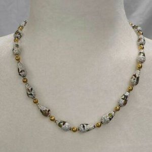 Cloisonne Enamel Vintage Teardrop Floral Bead Necklace